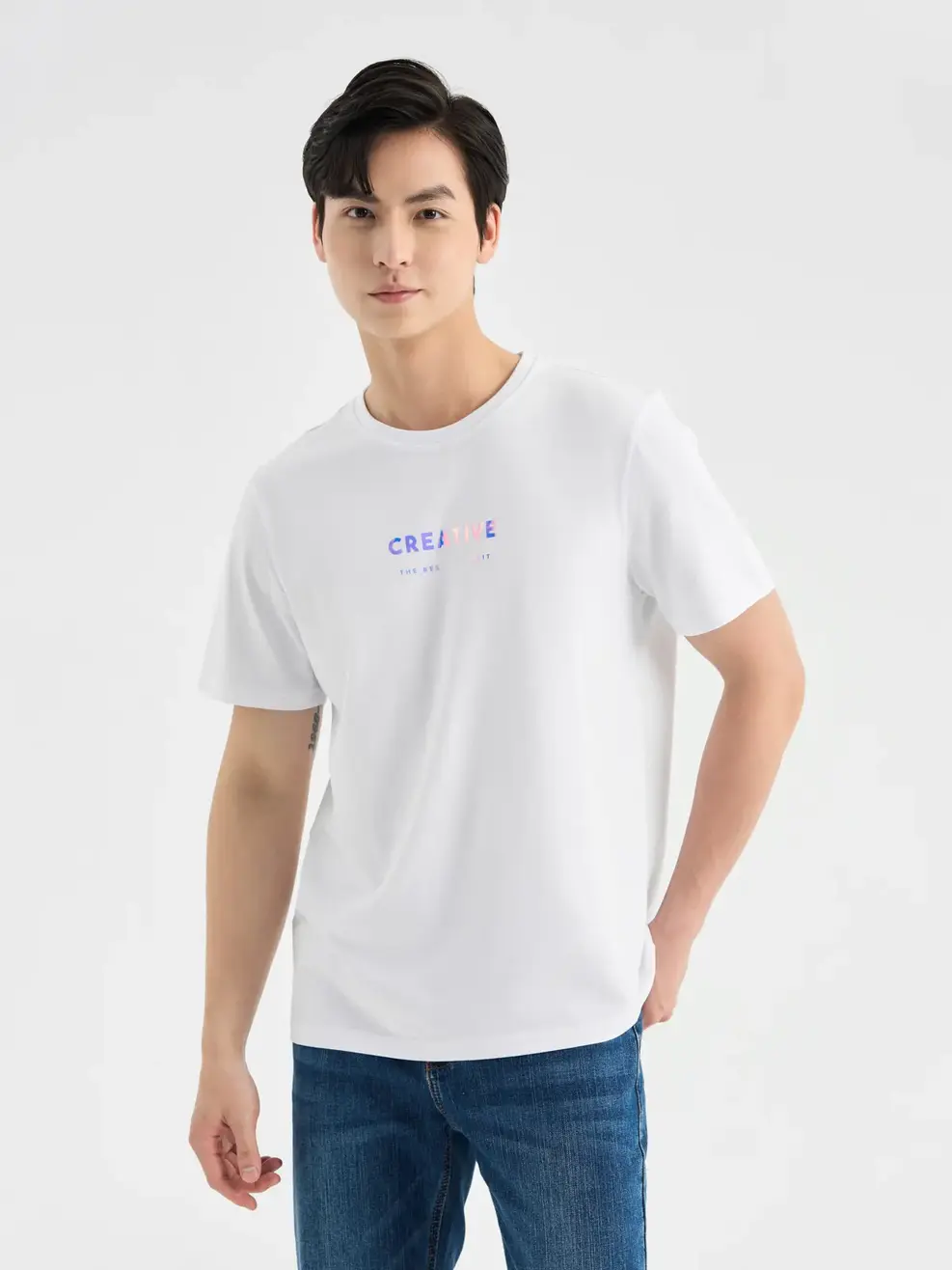 T-shirt Nam In Creative Bột Ngô - Trắng 1 - M