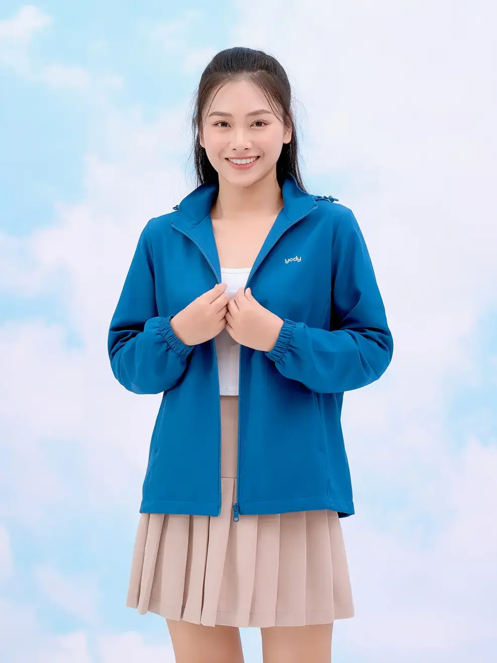 Áo khoác gió nữ trượt nước thông minh - Xanh than - S