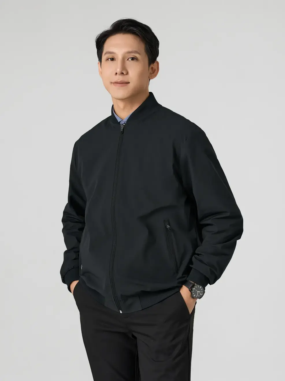 Áo Khoác Nam Bomber Phối Lót - Đen - M