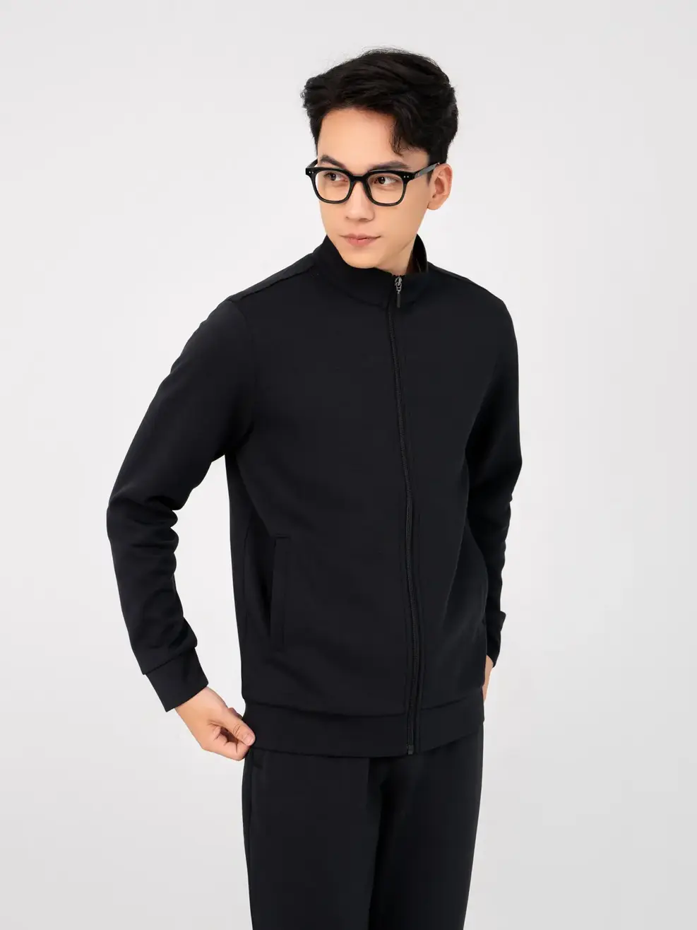 Áo Khoác Nỉ Thể Thao Nam Double Face Smart - Đen - 2XL