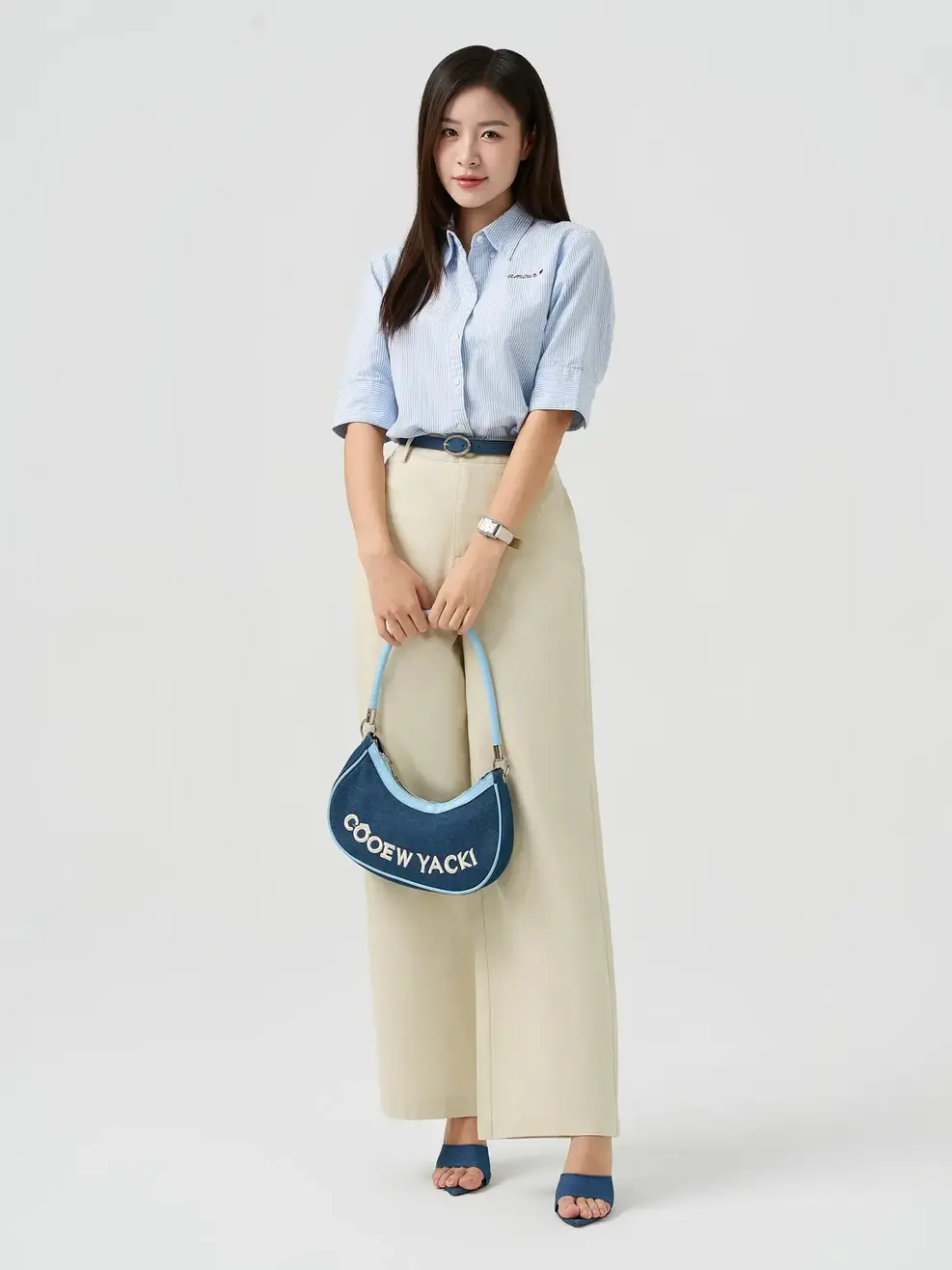 Quần Khaki Dáng Suông Cạp Cao Cơ Bản - Trắng 037 - 26