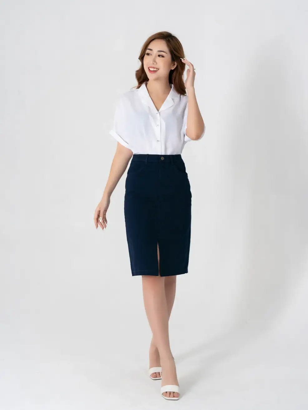 Chân ôm dài khaki xẻ - Tím than - 28