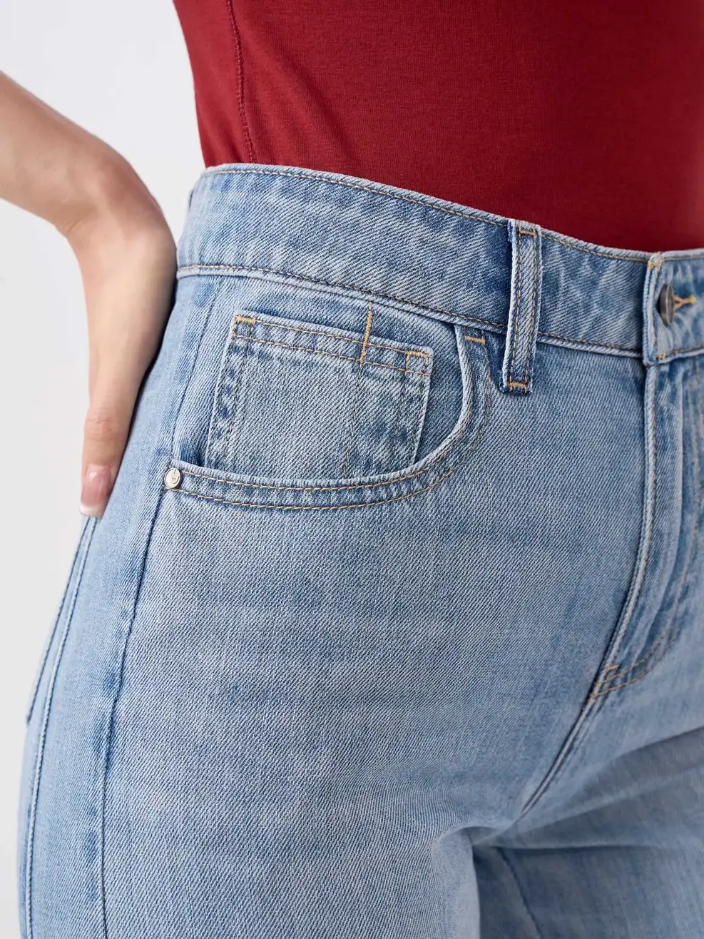 Quần Jeans Nữ Straight Cắt Cúp - Màu chàm 003 - 26