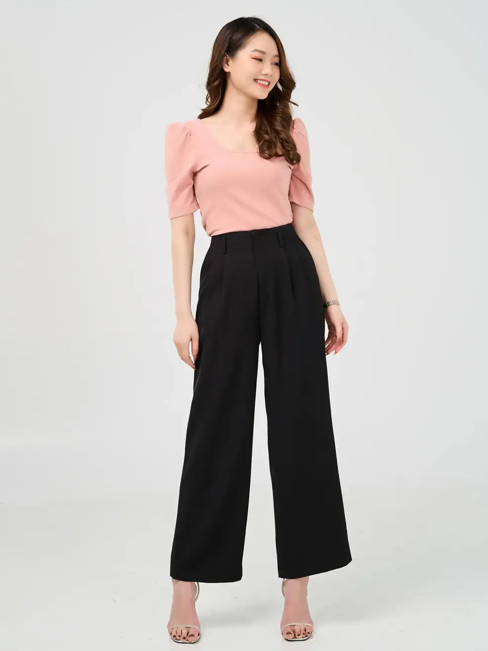 Thun nữ cổ vuông tay bồng - Hồng - M