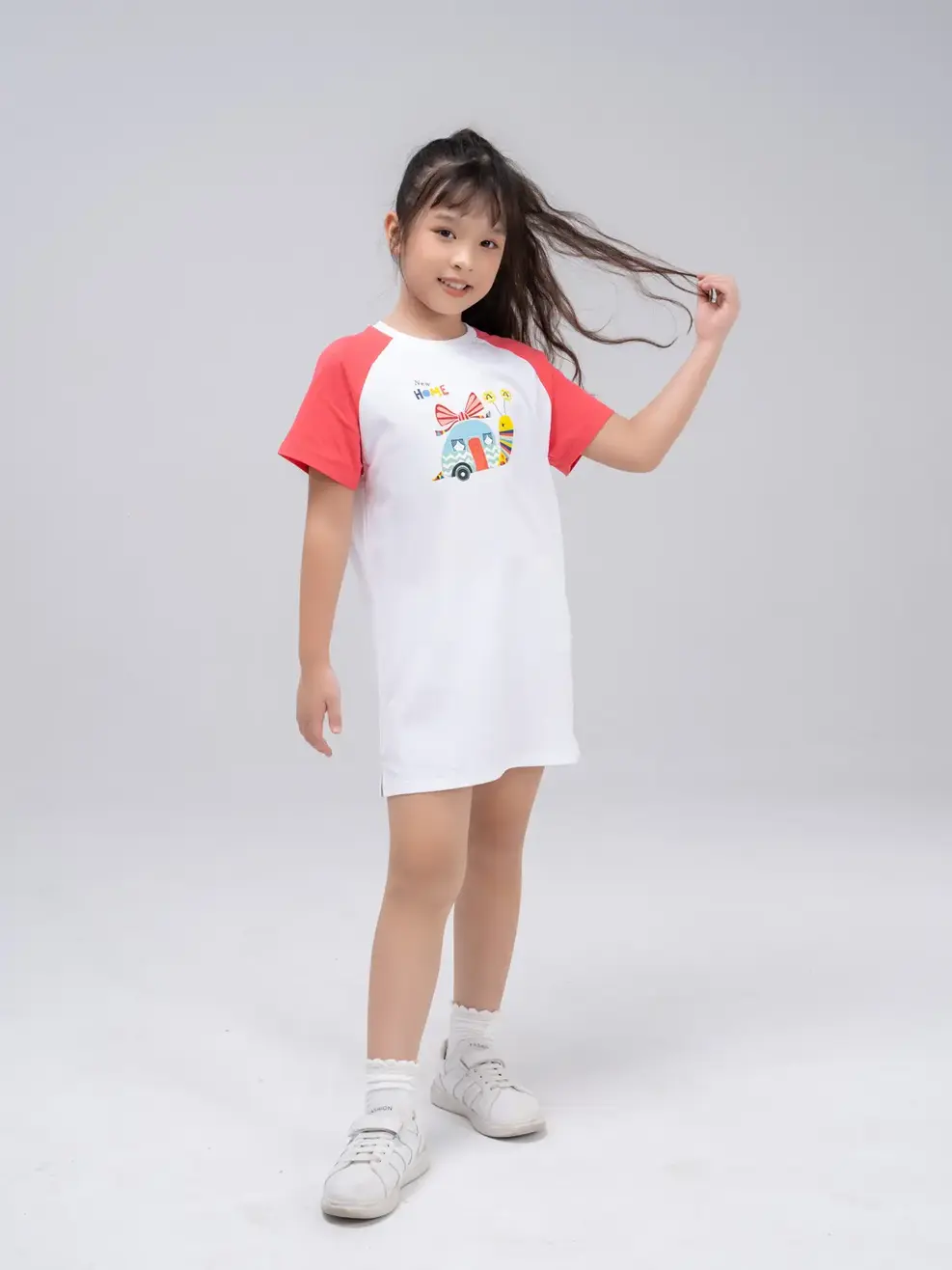 Váy trẻ em ốc sên phối tay - Hồng - 2