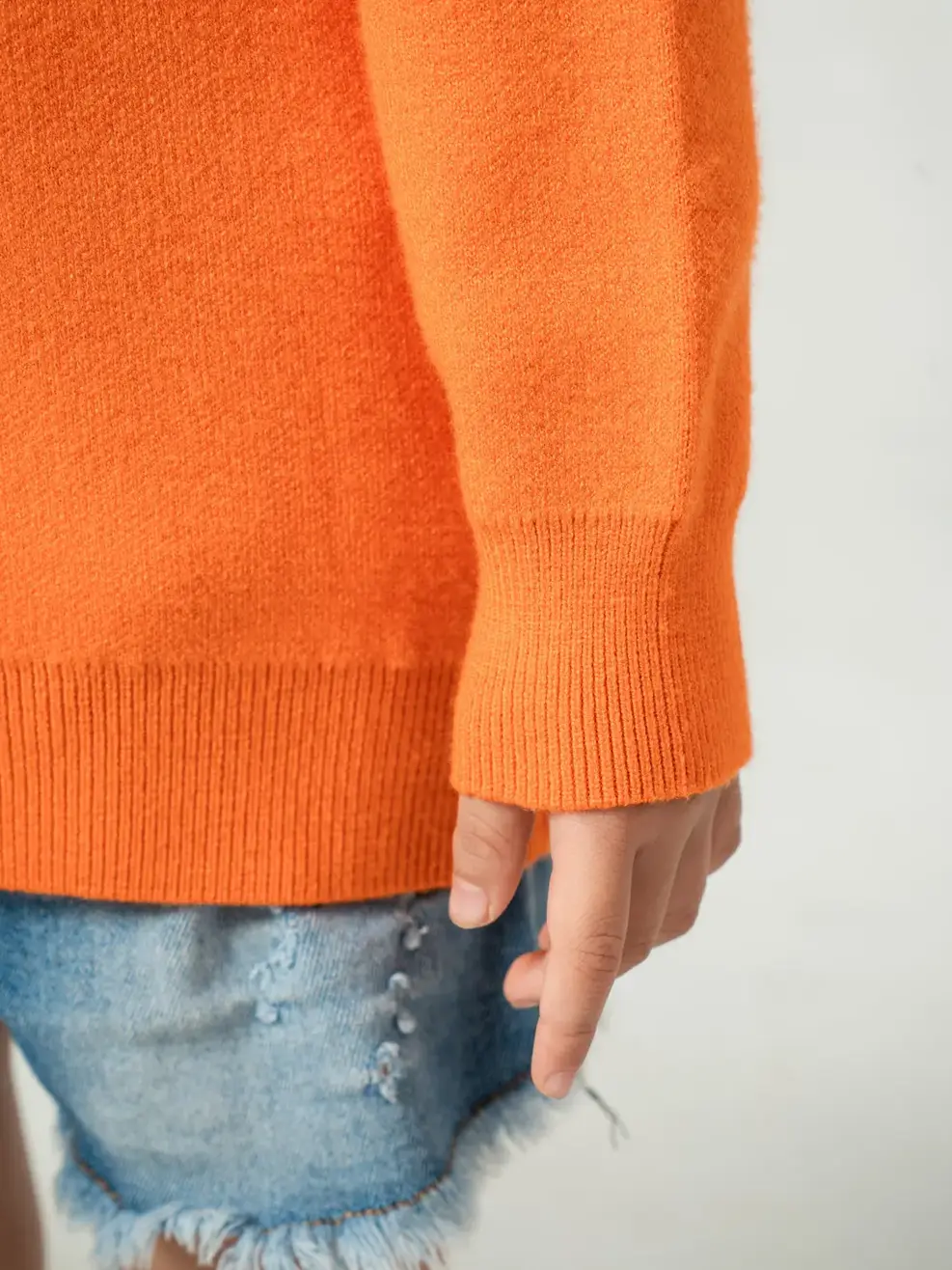 Áo len kid thân sau thêu lâu đài - Cam - 2