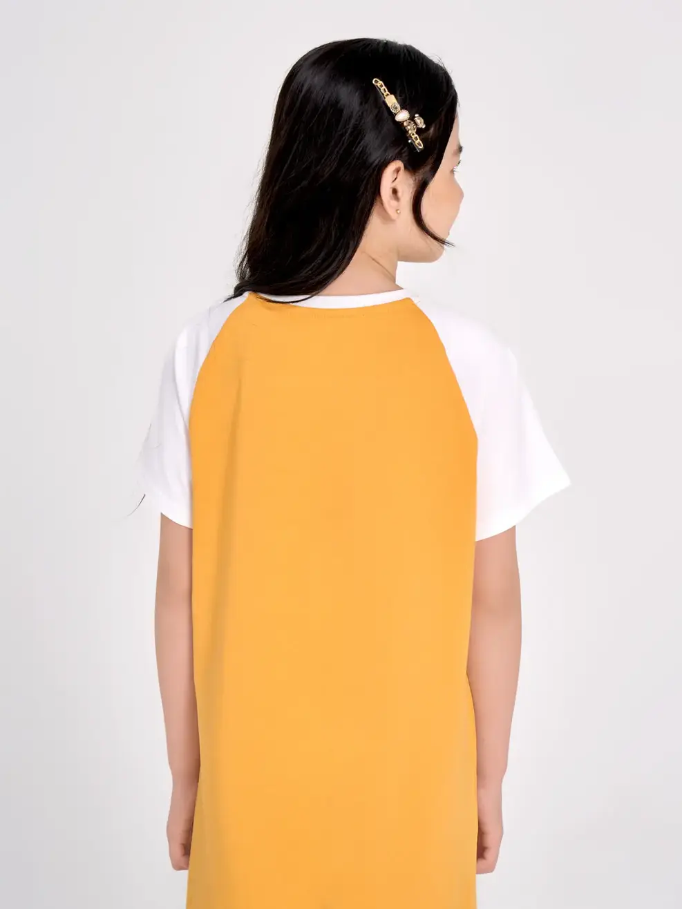 Váy trẻ em phối tay Raglan - Vàng - 14