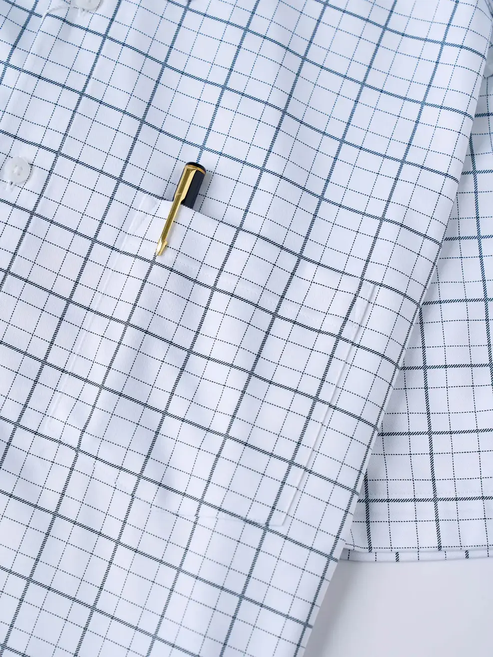 Áo Sơ-mi Ngắn Tay kẻ caro vạt ngang Regular - Kẻ Xám 174 - M