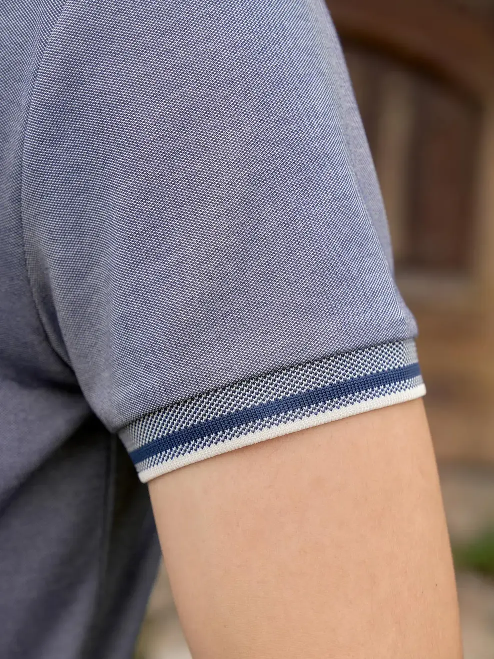 Áo polo nam mắt chim Melange phối nẹp - Navy - L