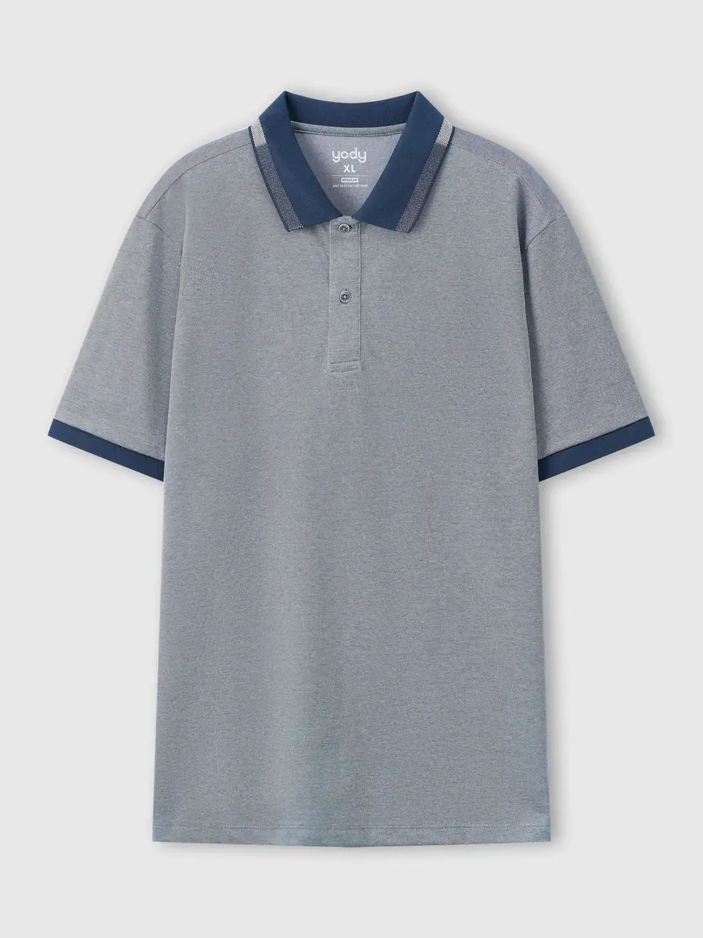 Áo Polo Nam Ngắn Tay Phối Bo - XANH XÁM MELANGE - 2XL