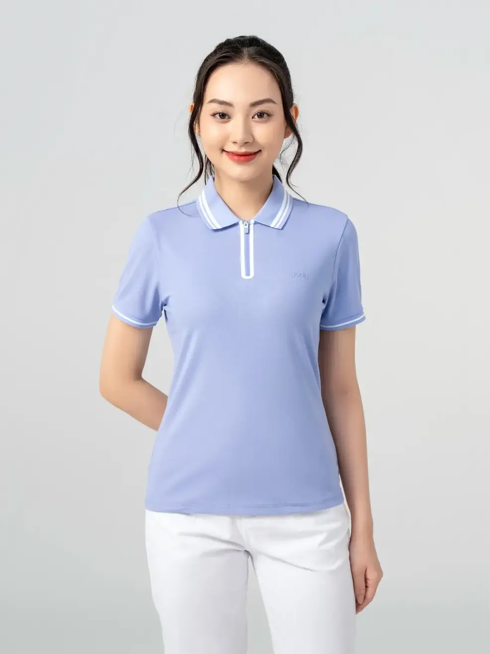 Polo Nữ Cafe Dệt Tổ Ong Nẹp Khoá - Tím nhạt - S