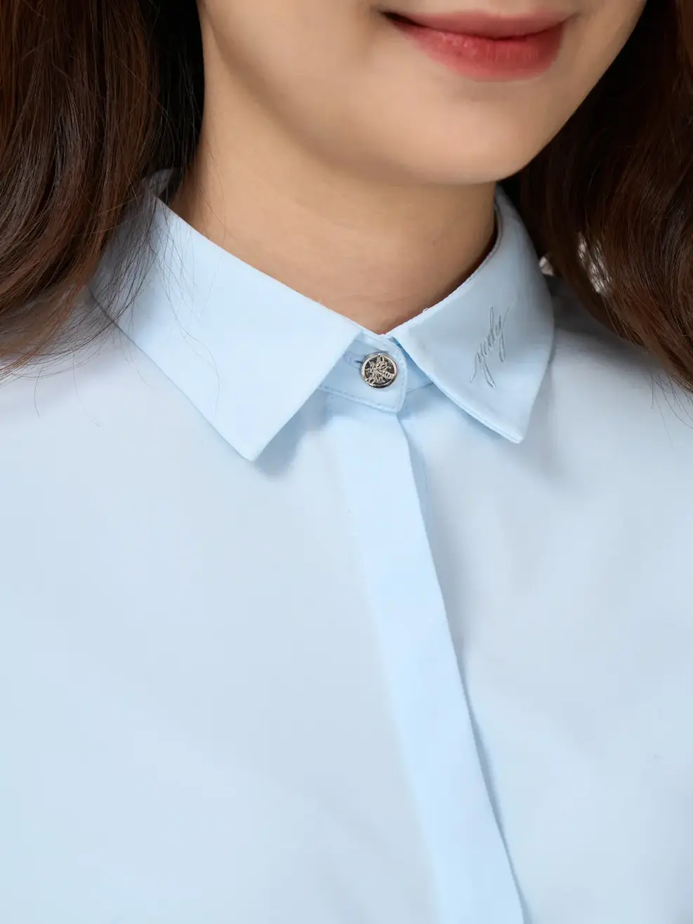 Sơ mi dài tay nữ nano office - Xanh - S