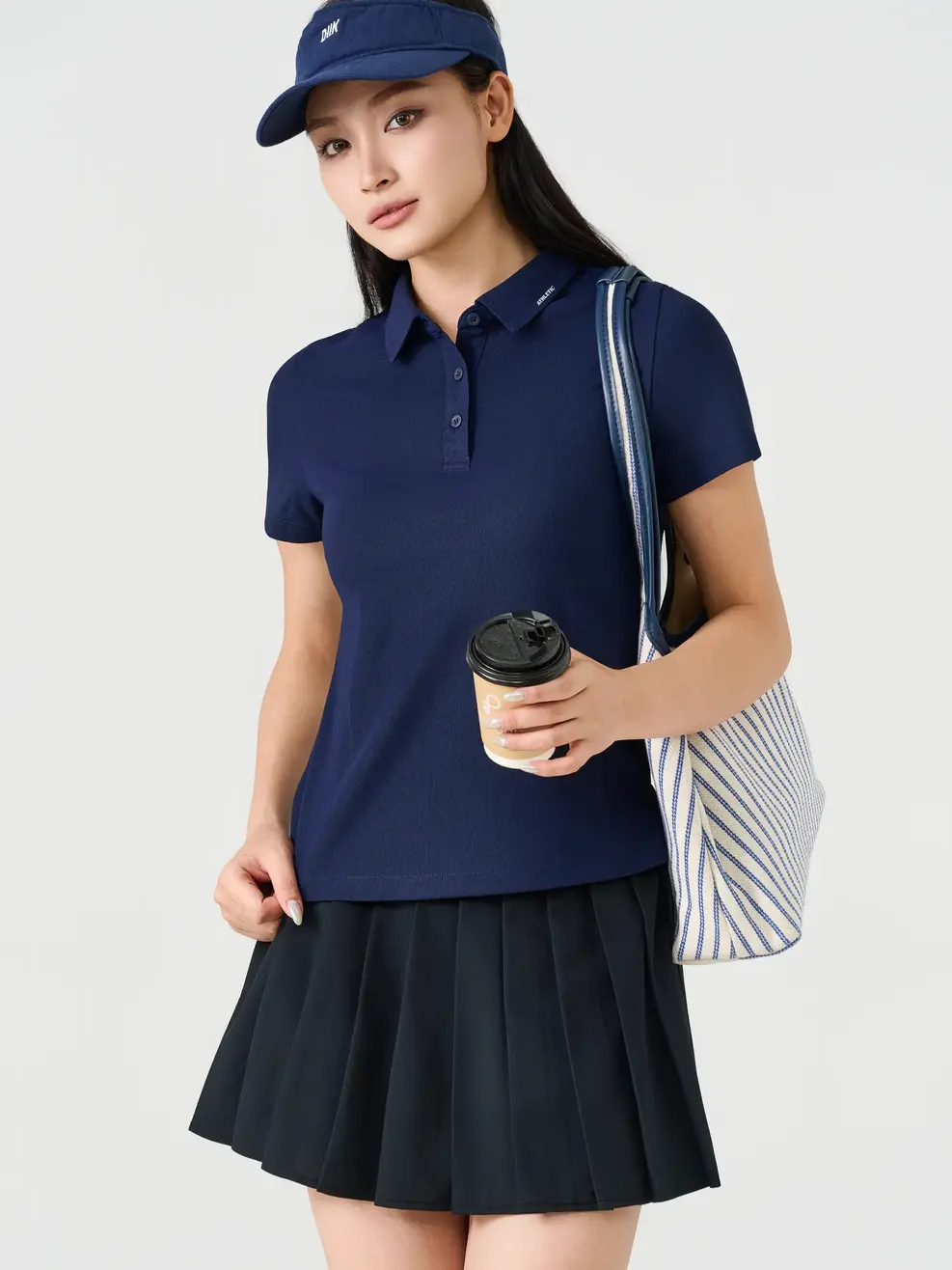 Áo Polo Nữ In ATHLETIC - Tím Than 020 - S