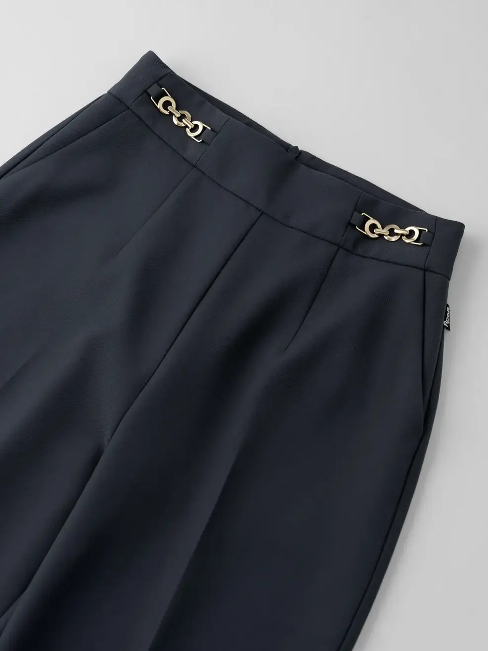 Quần Tây Nữ Suông Đứng Cạp Trang Trí Đai - Ghi Đậm - M