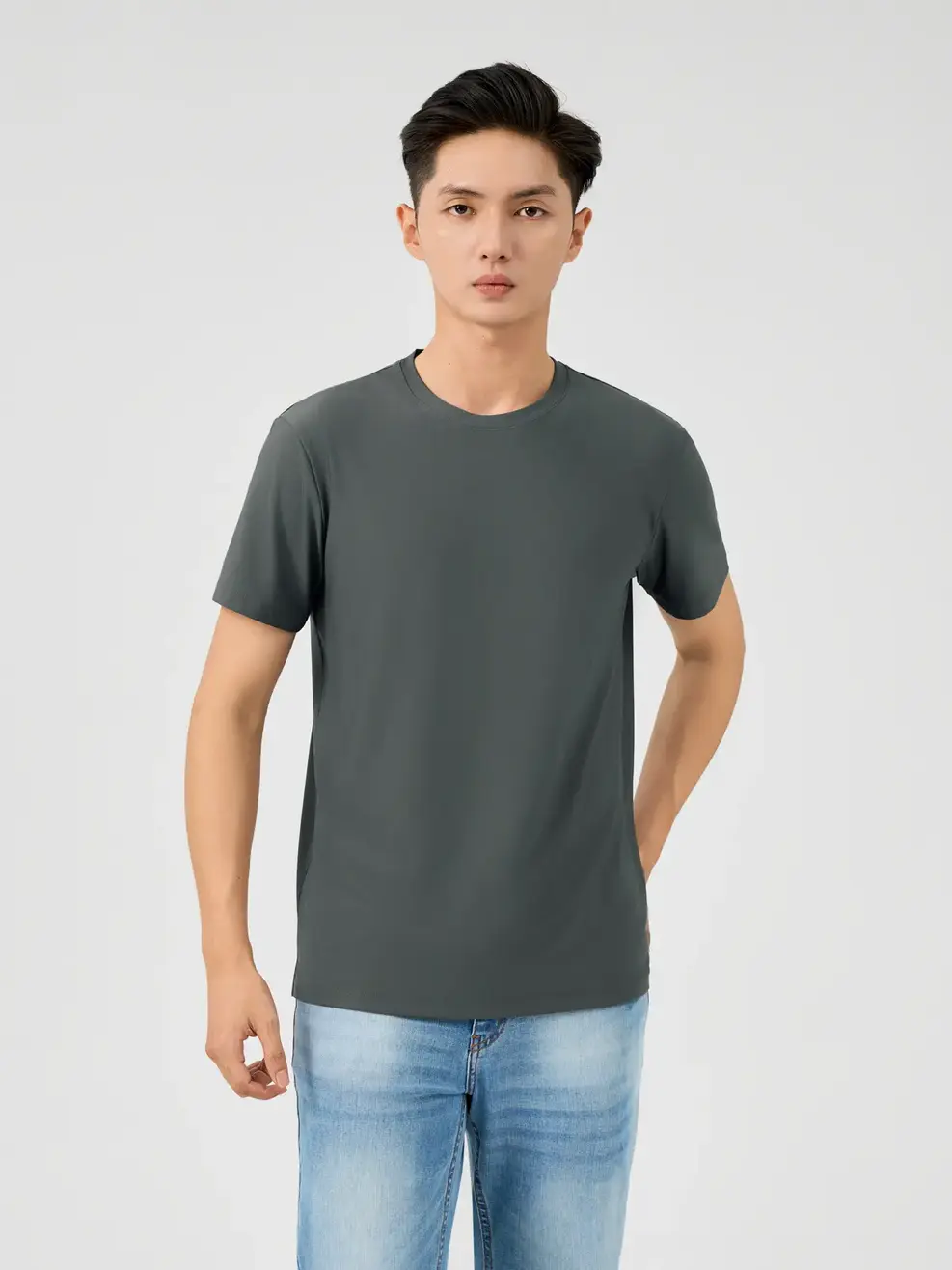 T-shirt Nam Thể Thao Quốc Dân Thoáng Khí - Ghi Đậm - M