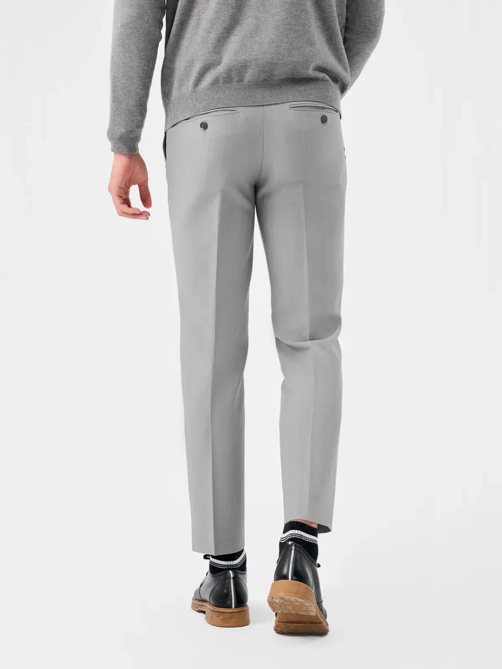 Quần Âu Nam Nano Melange Thêu - Ghi - 29