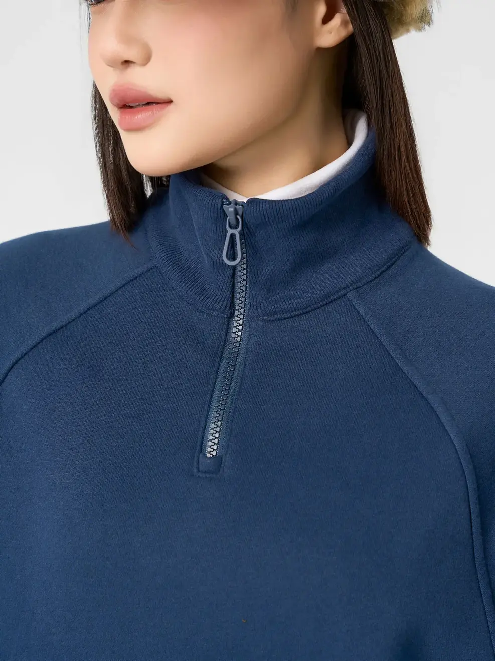 Áo Nỉ Cổ Kéo Khóa - Navy 001 - M