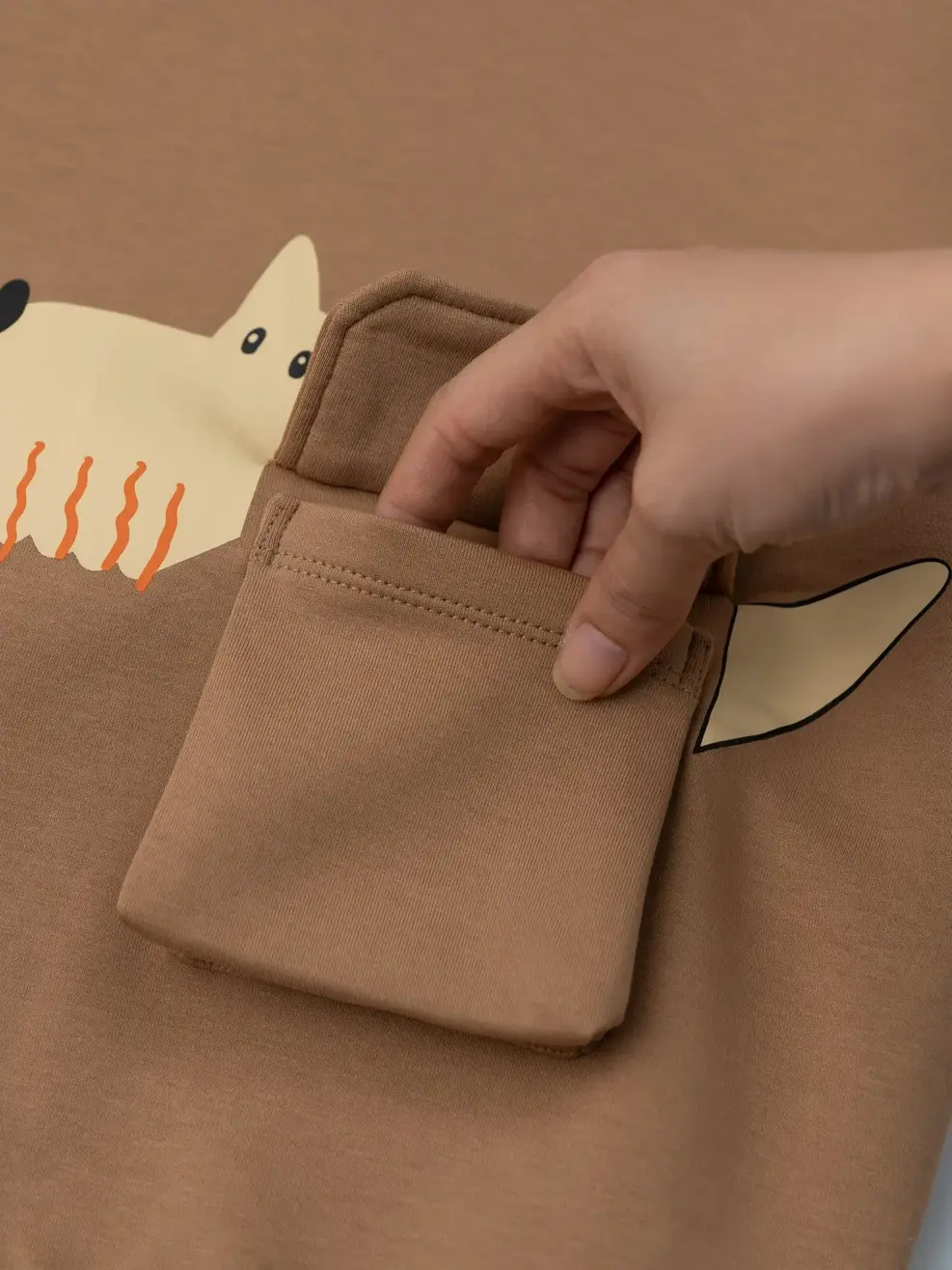 Áo Thu Đông Trẻ Em Túi Chú Cún - Nâu - 2-3