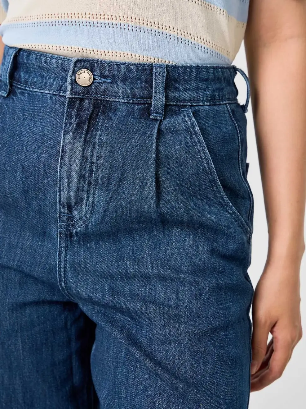 Quần Jeans Ống Suông Cạp Chun Mỏng Nhẹ - Màu chàm 001 - 26