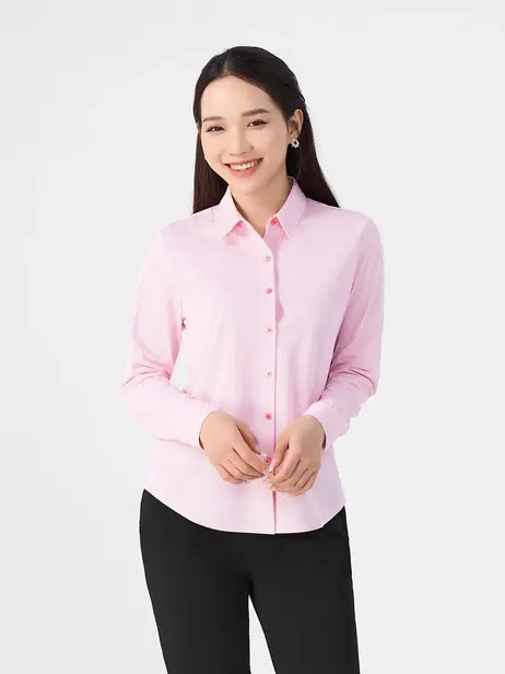 Sơ Mi Dài Tay Nữ Kẻ Cơ Bản