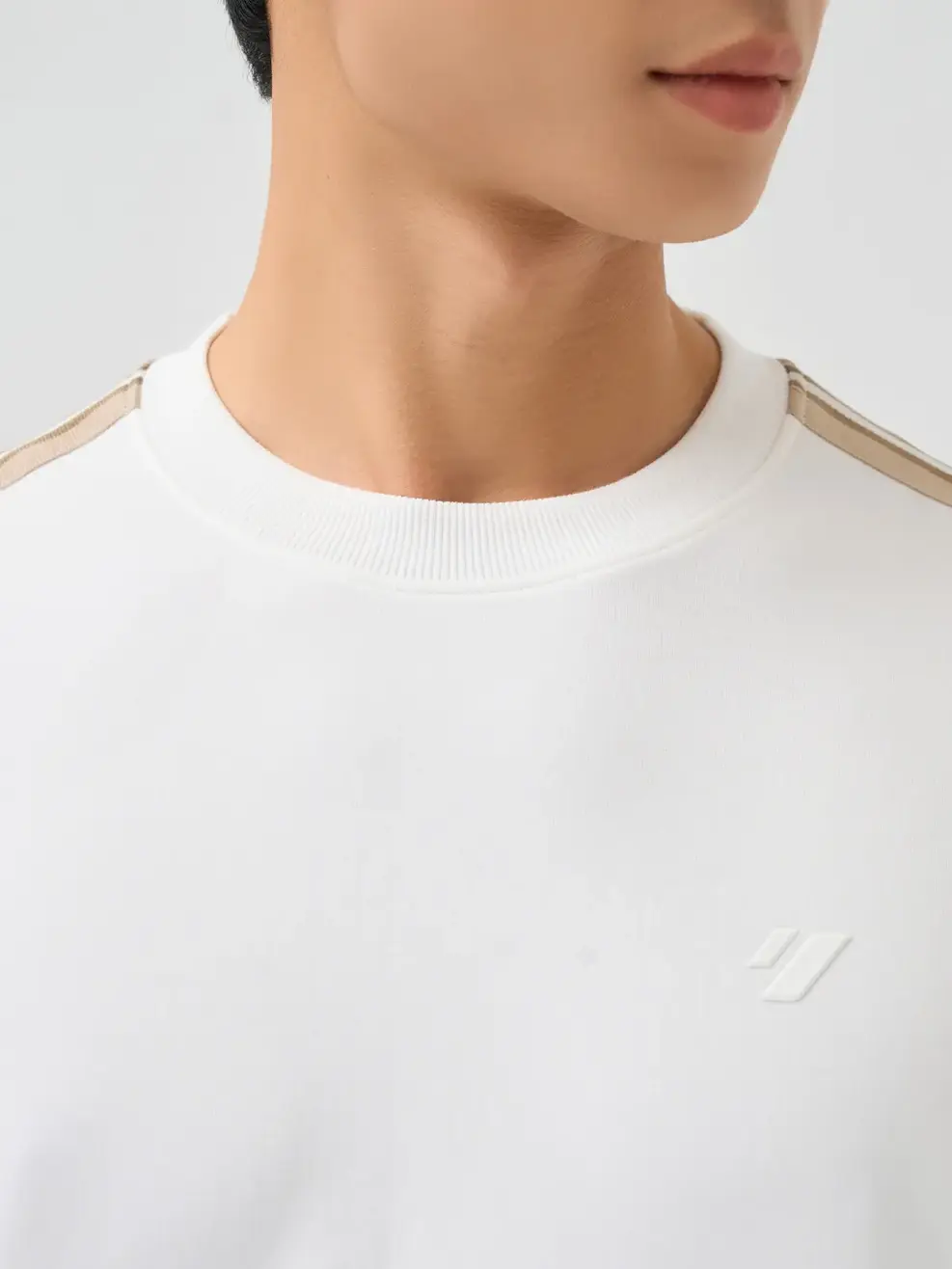 Áo Nỉ Nam Tay Phối Dây Dệt - Trắng 001 - M