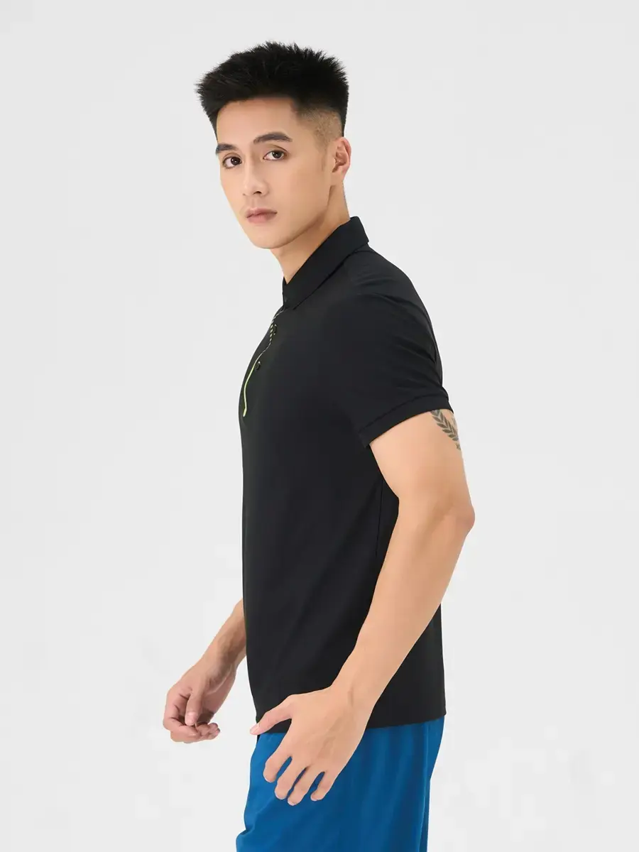 Polo Thể Thao Nam Trụ Áo Ép Sim - Đen - M