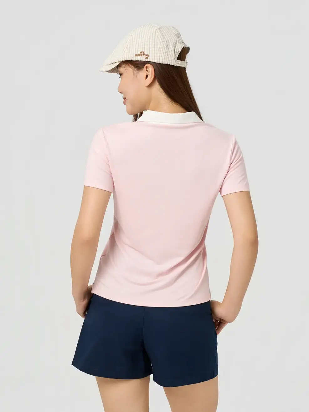 Áo Polo Nữ Cổ V Thêu Hình - Hồng 104 - XL