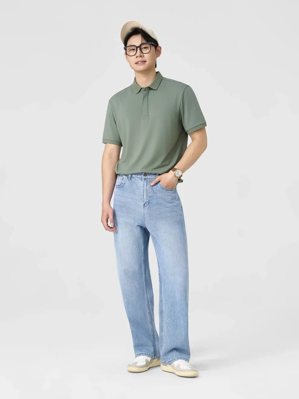 Áo Polo Nam Slim Nẹp Giấu Cúc - Xanh lá 034 - S