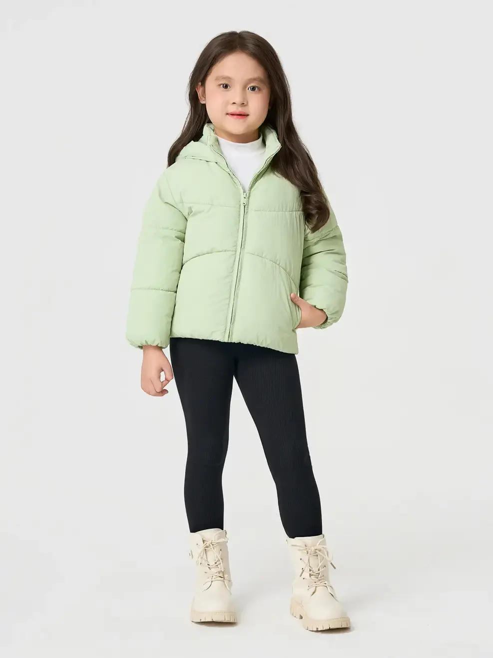 Áo Phao Kid Chần Bông Mũ Liền - Xanh Lá 096 - 110