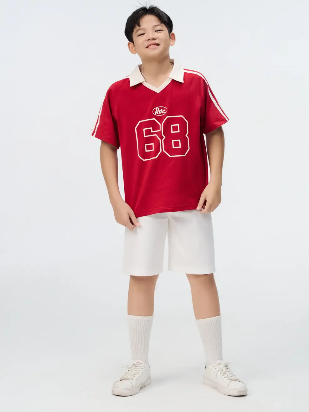 Áo Polo Teen Form Relax Tay Raglan - Đỏ 026 - 140