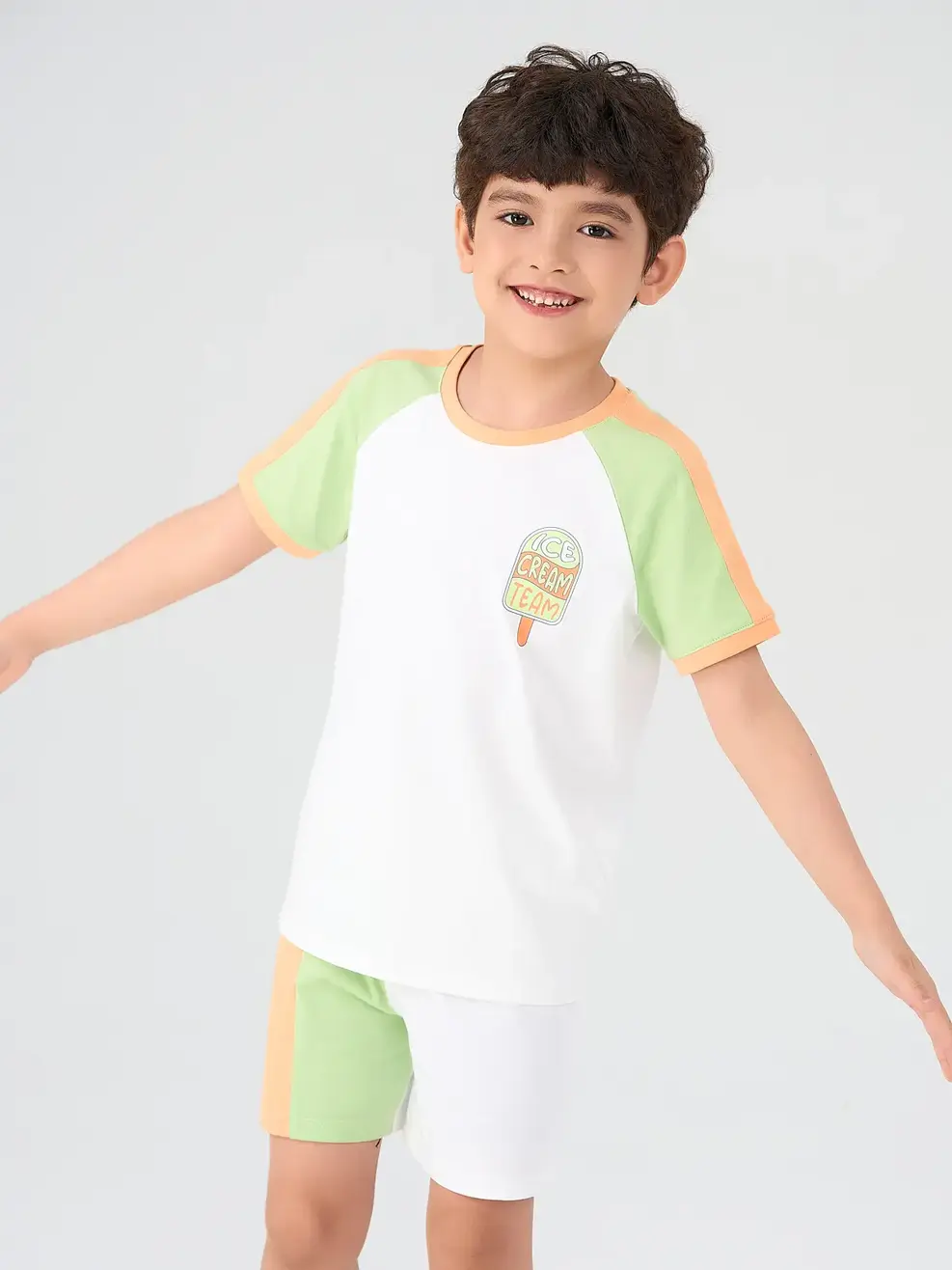 Bộ Đồ Trẻ Em Tay Raglan Phối Màu - Trắng cam - 2-3