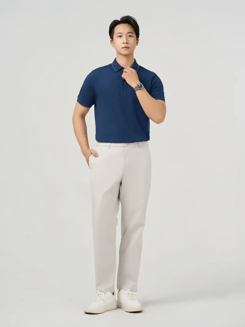 Áo Polo Nam Mắt Chim Cơ Bản Dáng Suông - Tím Than 006 - S