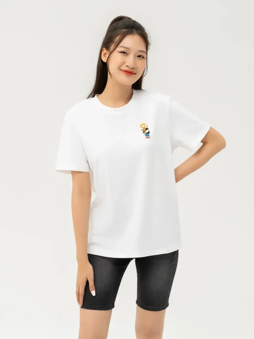 T-shirt Nữ Thêu Gấu Chất Liệu Cotton Usa - Trắng 1 - S