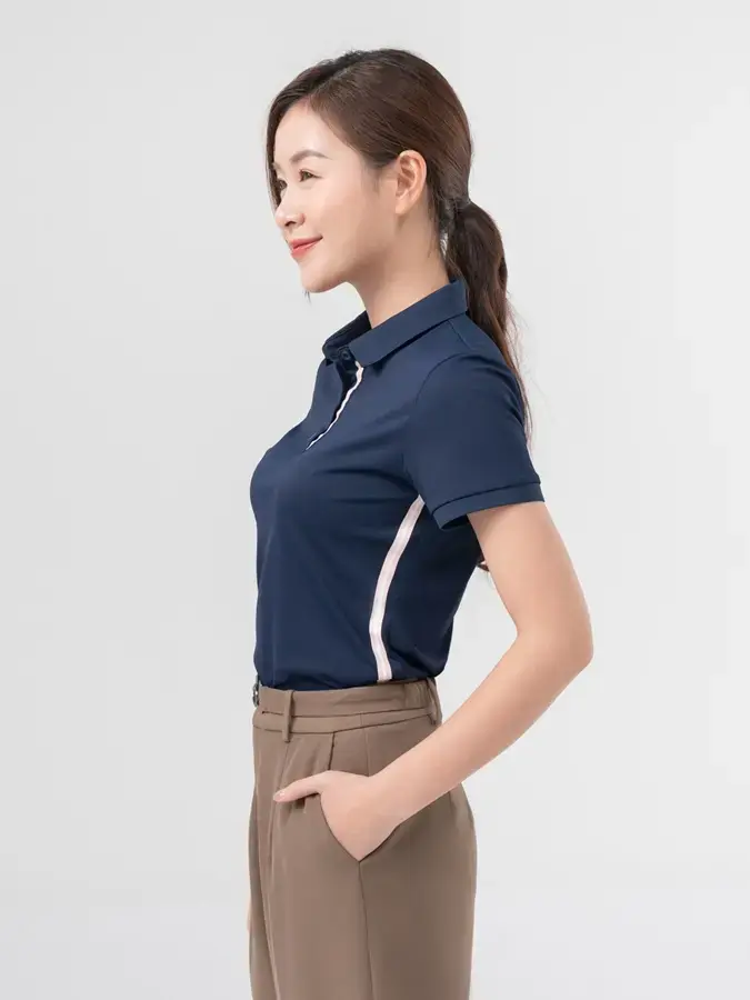 ÁO POLO NỮ ICE CAFE IN SƯỜN - Navy - S