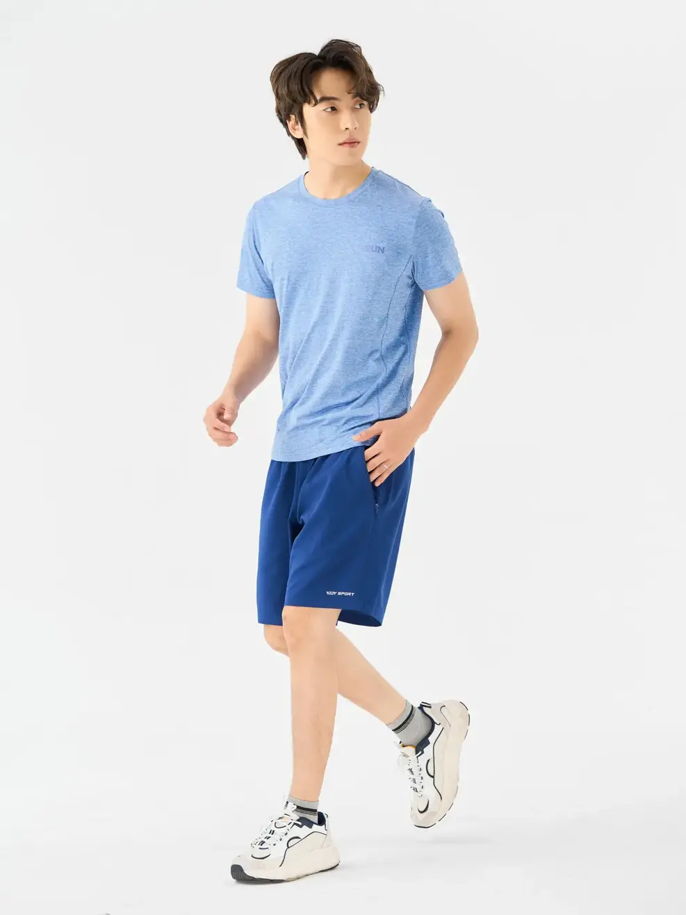 T-shirt Thể Thao Nam Siêu Nhẹ In Run - Xanh Biển - M