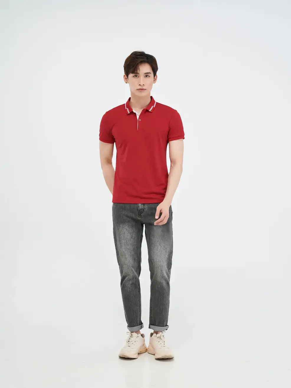 Polo café phối gấu - Đỏ - L