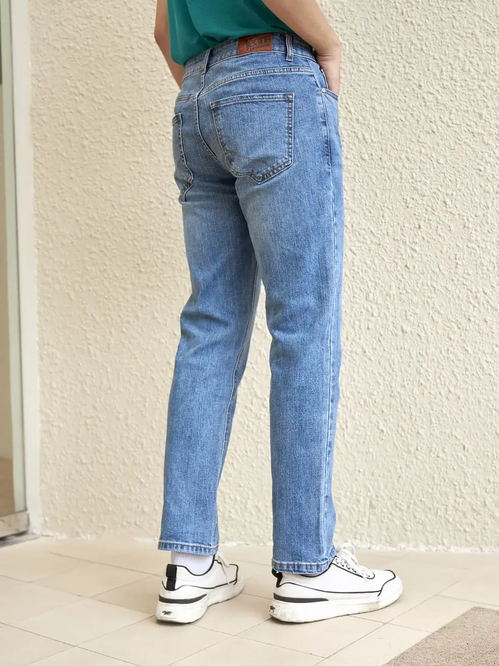 Quần jean nam Regular cotton giặt mài - Xanh nhạt - 34