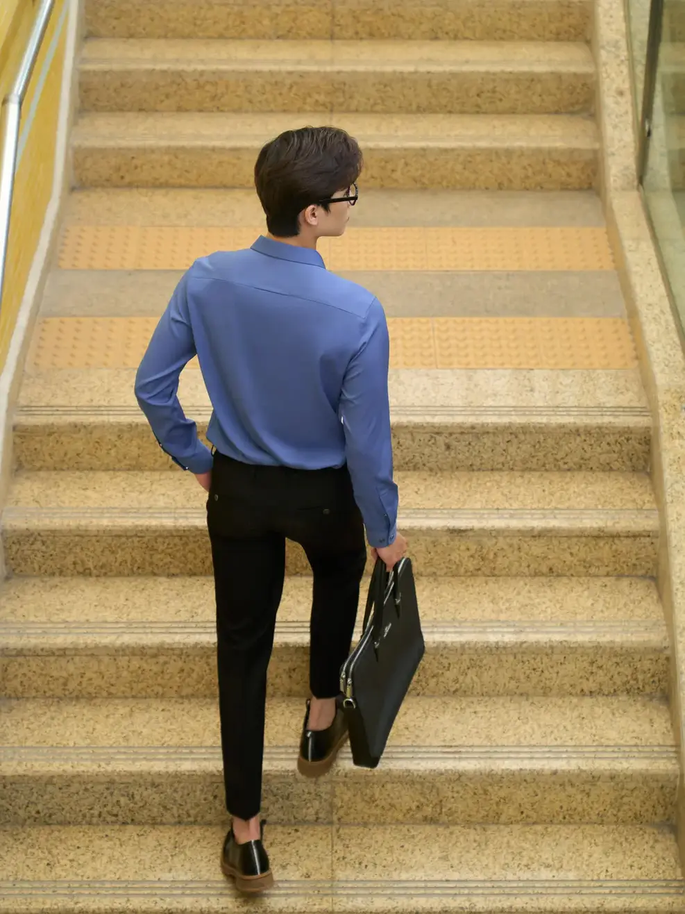 Sơ mi nano dài tay quốc dân - Xanh đậm - 3XL