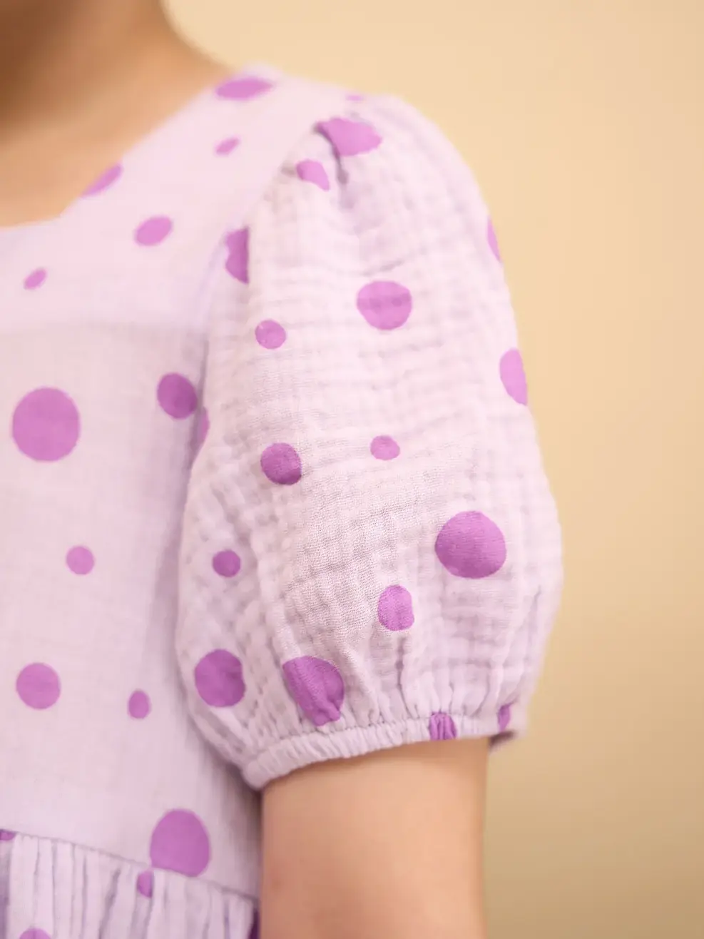 Váy kid nữ chấm bi - Tím - 5