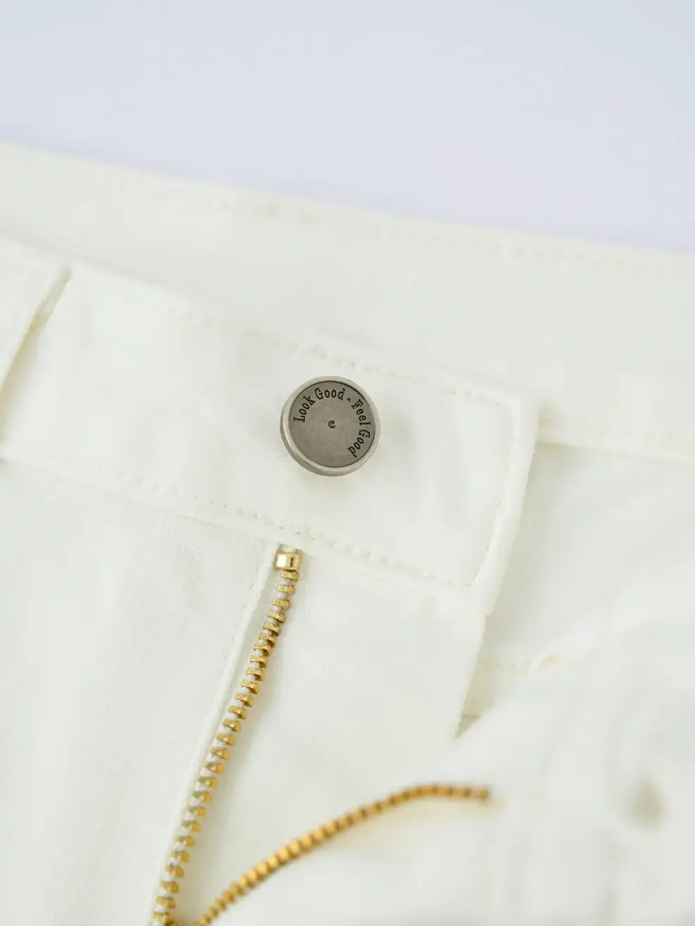 Quần Jeans Nữ Ống Rộng Cạp Cao Can Phối - Trắng - 25