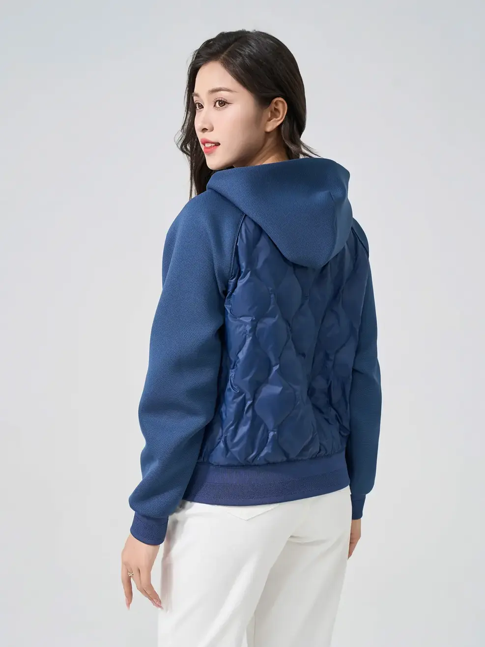 Phao Vip Nữ Lông Vũ Tay Raglan Có Mũ - Tím than - M