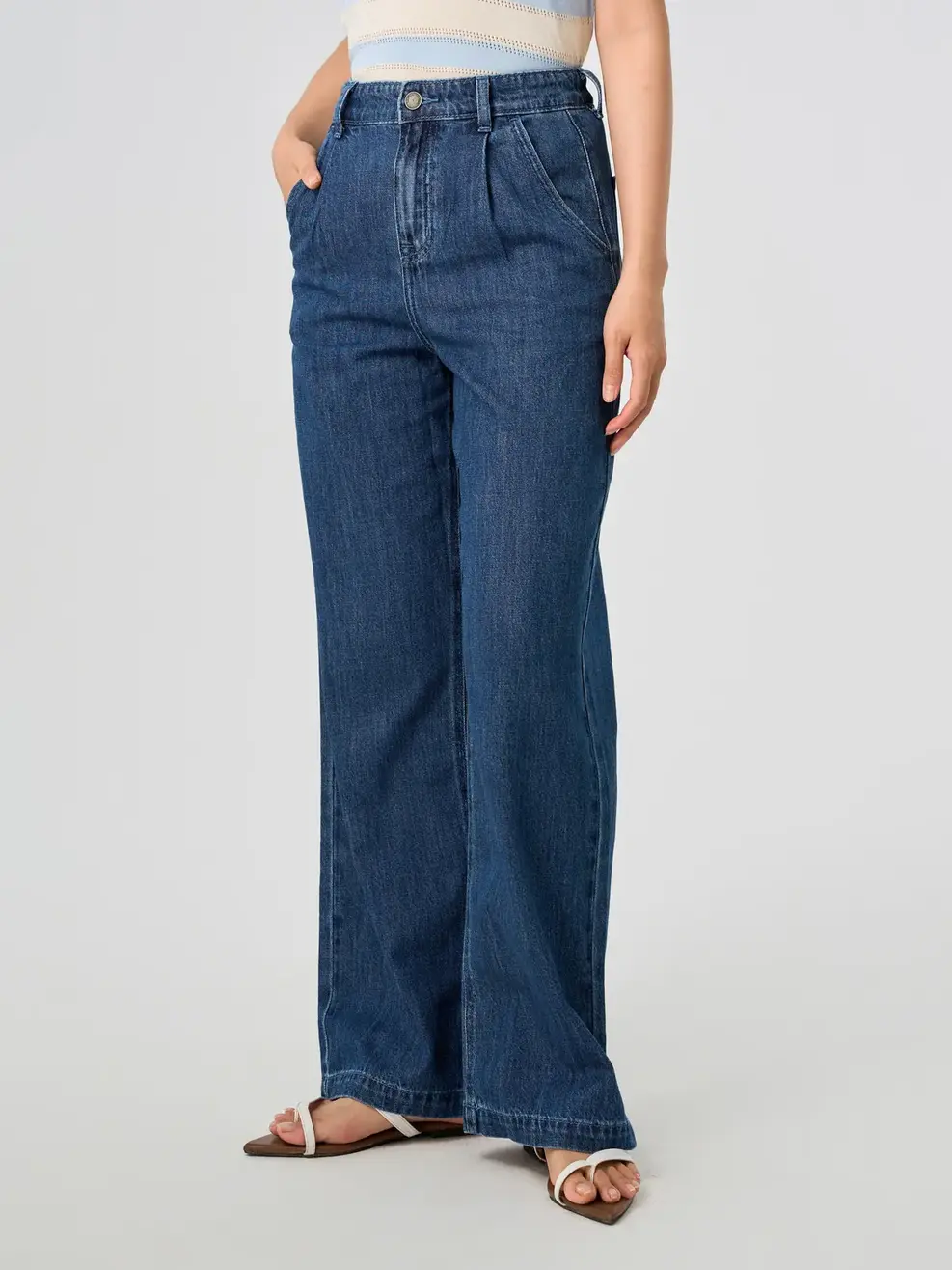 Quần Jeans Ống Suông Cạp Chun Mỏng Nhẹ - Màu chàm 002 - 26