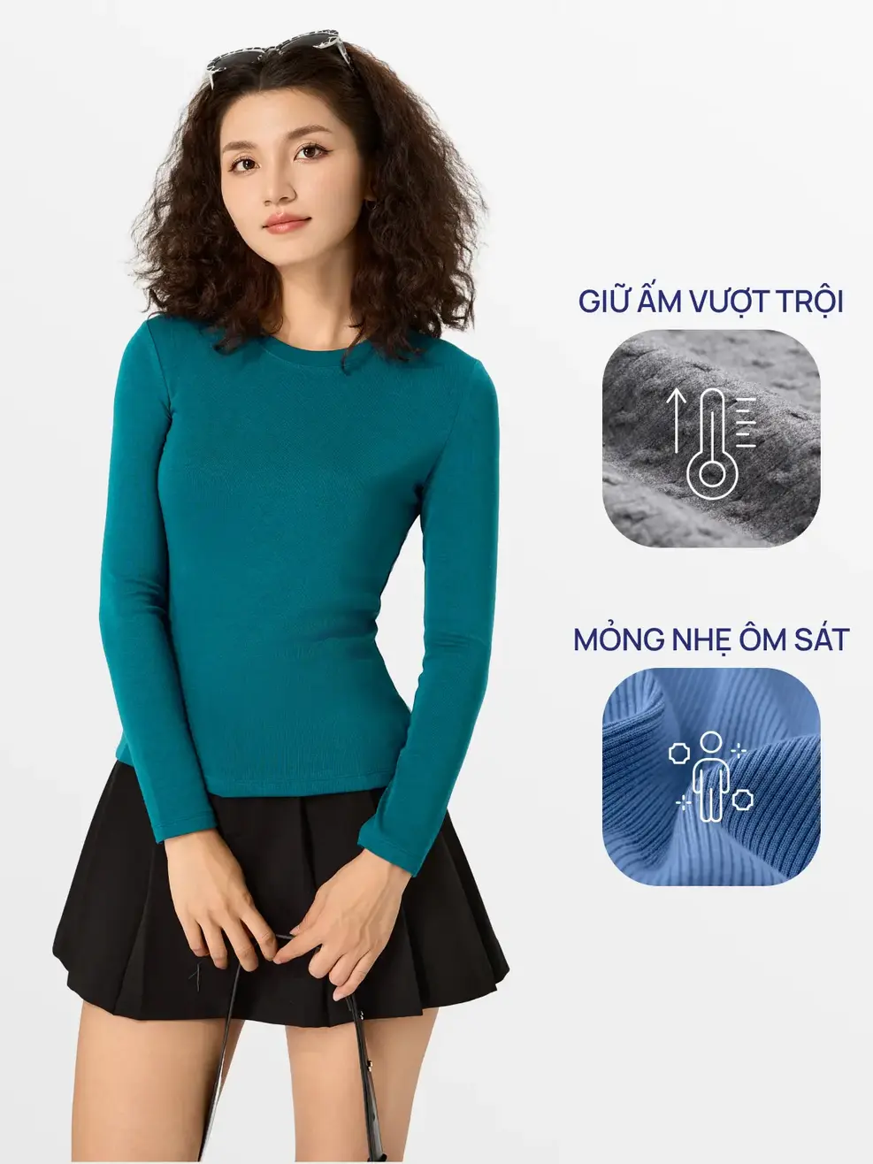 Áo Body Giữ Nhiệt Nữ Cổ Tròn(atn7006) -  Xanh Ngọc 083 - S