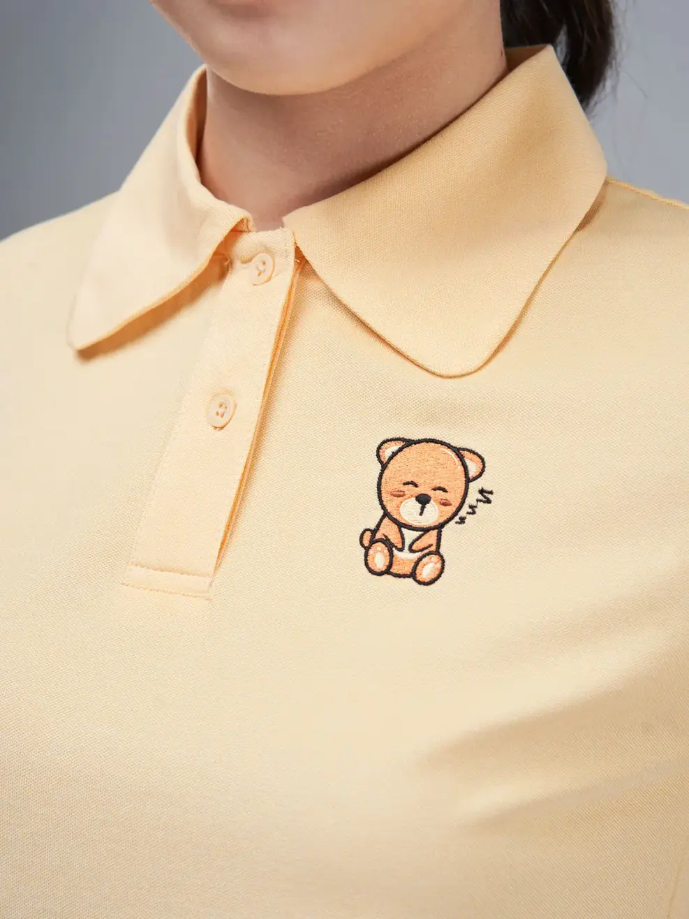 Áo Polo nữ mắt chim croptop - Vàng - L