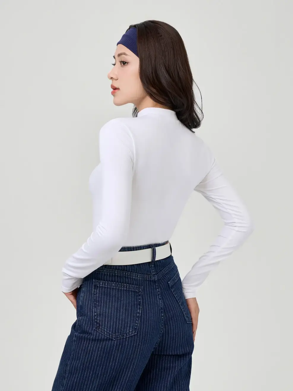 Áo CozyFit nữ giữ nhiệt cổ cao-Trắng 001 - S