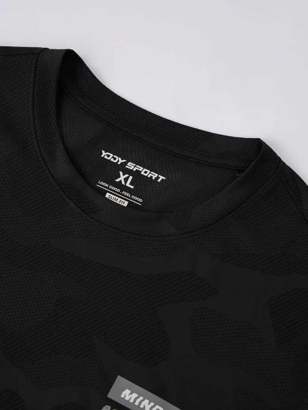 Áo Phông Nam Thể Thao Dệt Jacquard Thoáng Khí In Ngực - Đen 001