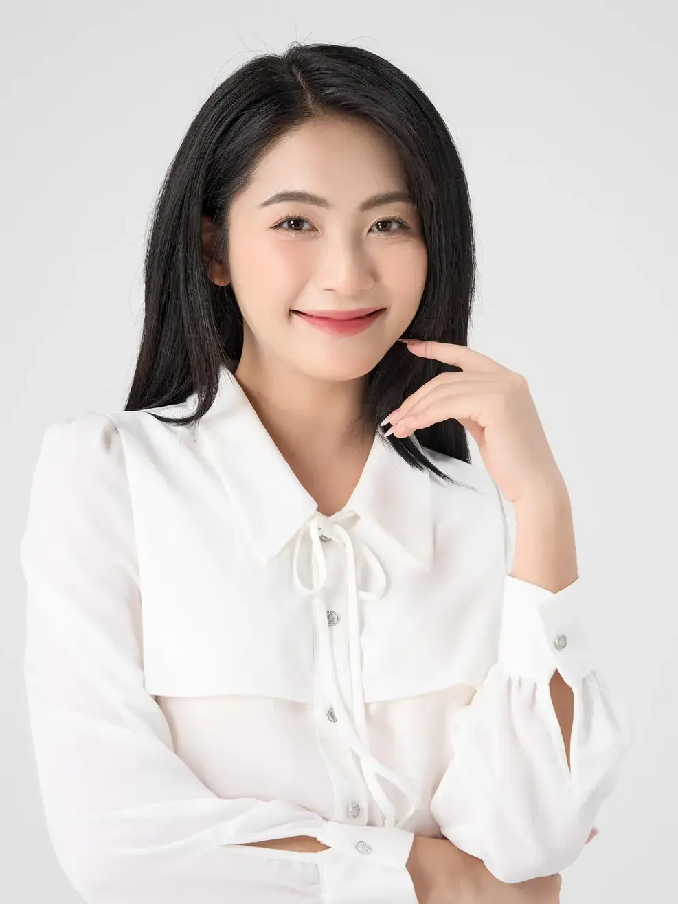 Sơ Mi Nữ Dài Tay Vạt Vai Áo - Trắng - S