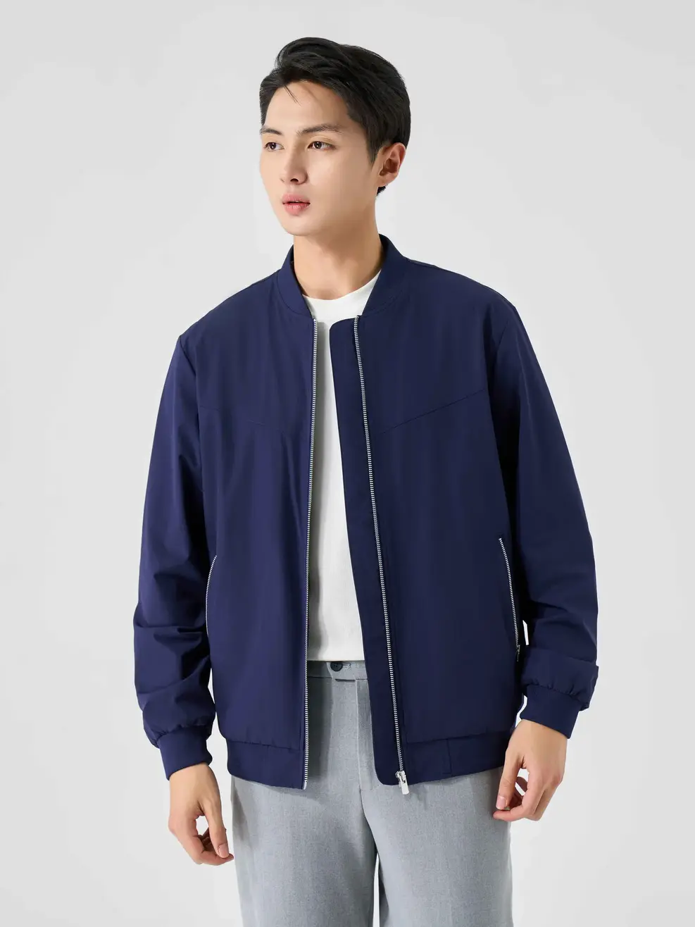 Áo Khoác Nam Bomber Bổ Ngực - Navy - M