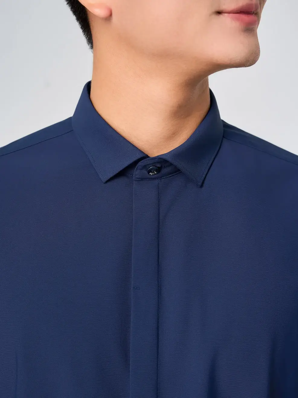 Áo Sơ Mi Nam Cộc Tay Knit Phối Nẹp - Tím than 079 - S