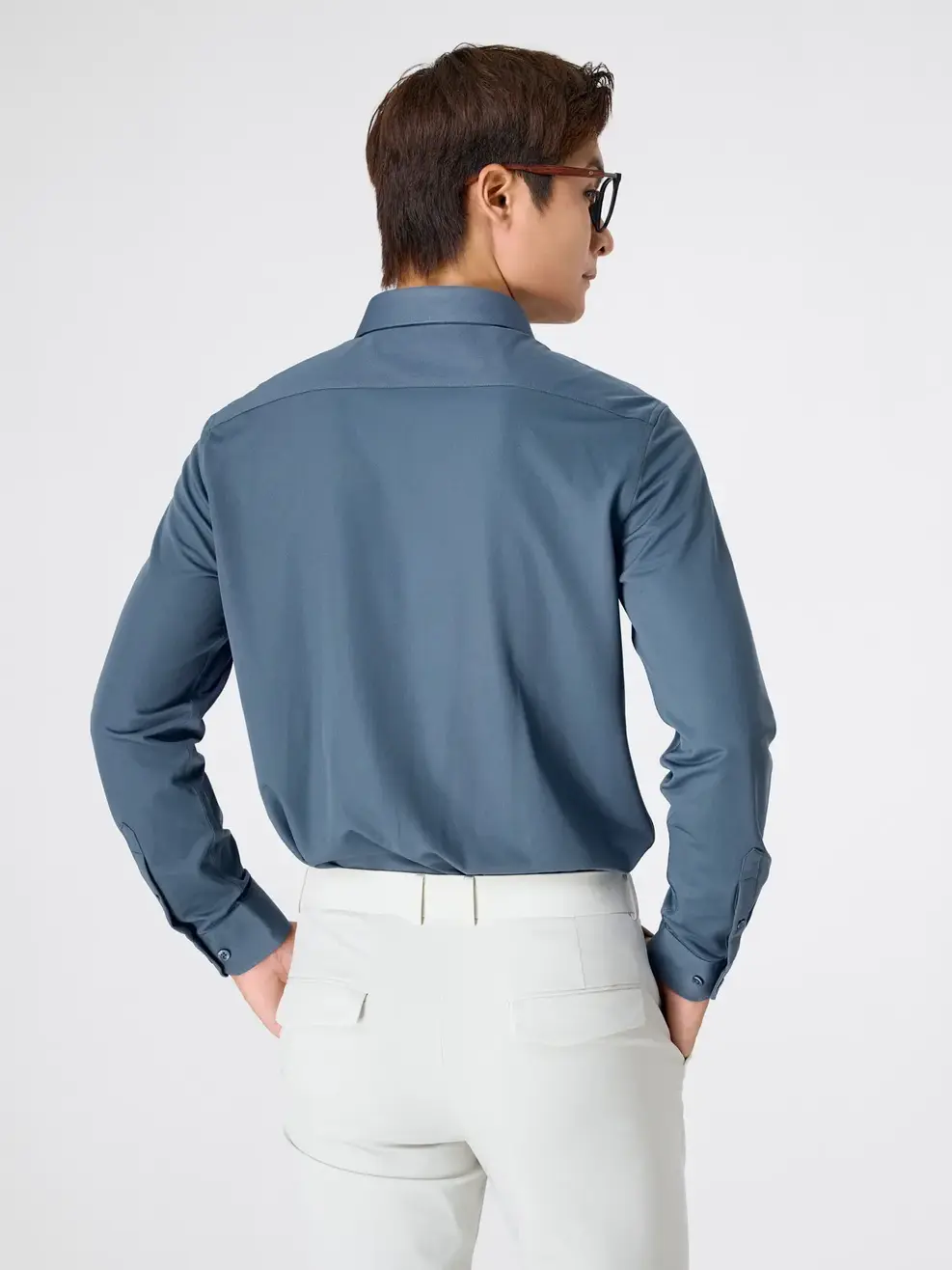 Áo Sơ-mi Nam Dài Tay Knit Túi Ngực - Xanh Ngọc 077 - M